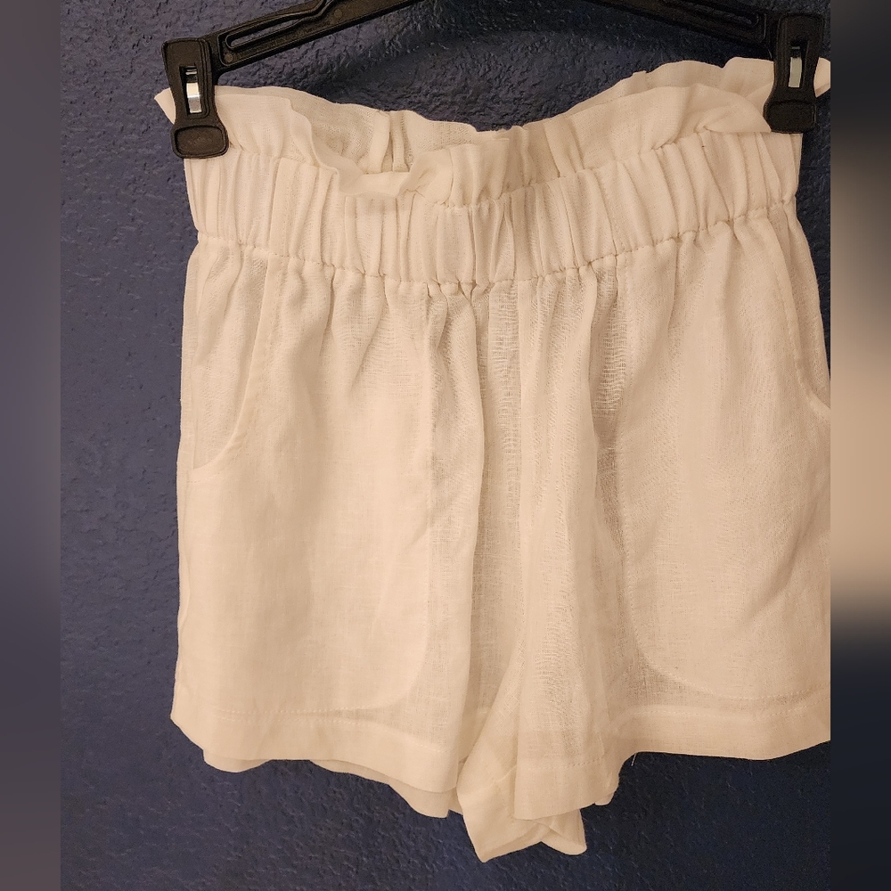 WET Monarch Ainseley High Waist Linen Blend Short Set In Gardenia White Size XS - Picture 7 of 10
